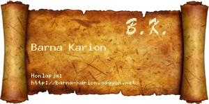 Barna Karion névjegykártya